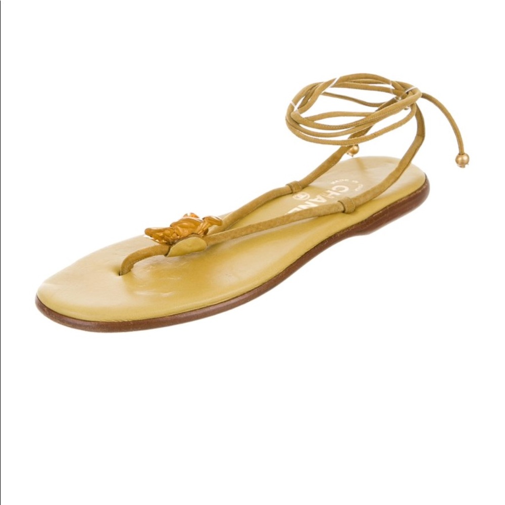 100% Authentic Chanel Camellia Suede Sandals